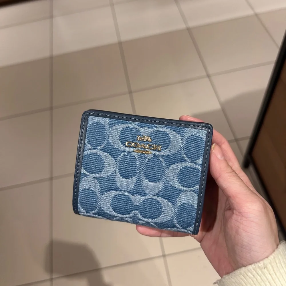 NWT✨Coach Snap Wallet In Signature Denim CDL51 Blue Gift Vintage - Picture 3 of 6